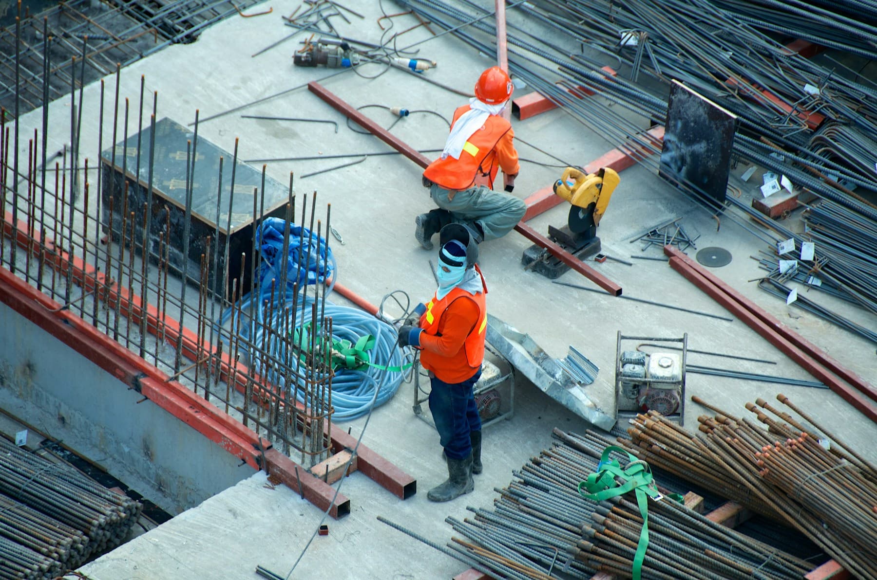 Construction crew documenting work on an active jobsite